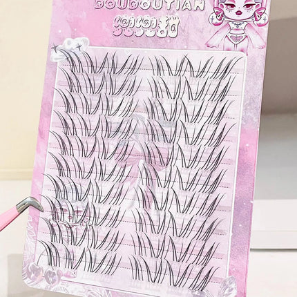 C-Curl 7-12mm Natural False Eyelashes Air Transparent Band Individual Lashes Cluster Korean Wispy Soft V Shaped Lash Extension