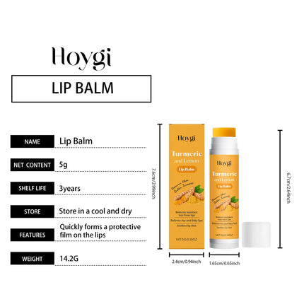 Hoygi Turmeric and Lemon Lip Balm Lip Brightening for Dark Lips Care Dry Lips Treatment Dead Skin Remover Moisturizing Lip Balm