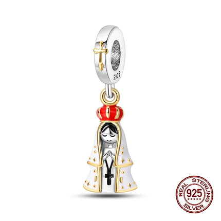 Original New 925 Sterling Silver Prayer Virgin Mary Charms Beads Fit Necklace Bracelet Accessory DIY Jewelry For Women Gift