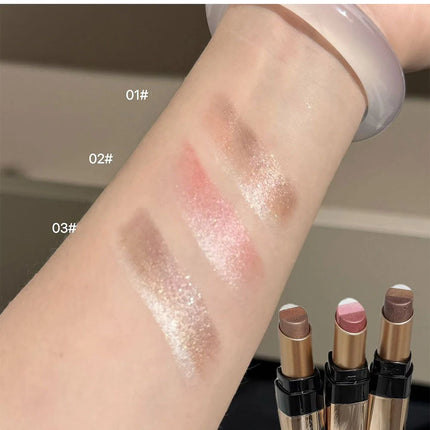 3 in 1 Pearly Highlighter Eyeshadow Stick Makeup Waterproof Long Lasting Glitter Eyeshadow Eyeliner Lazy Quick Makeup Cosmetics