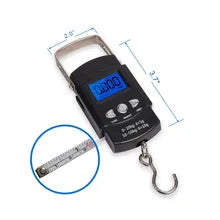 50kg/10g Portable LCD Electronic Hand Scale Travel Hanging Scale with 100cm Long Retractable Measuring Tape