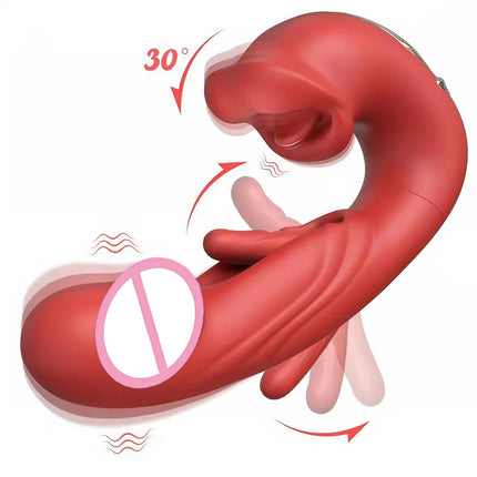 Telescopic Rotating Vibrators Tongue Licking Dildo Female Clitoris Stimultor Finger Flapping Vagin Massager Masturbator Sex Toys