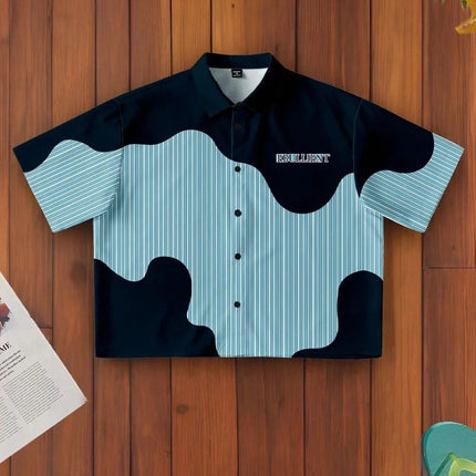 New men's short-sleeved shirt for summer 2025 breathable casual and fashionable 3D printed streetwear