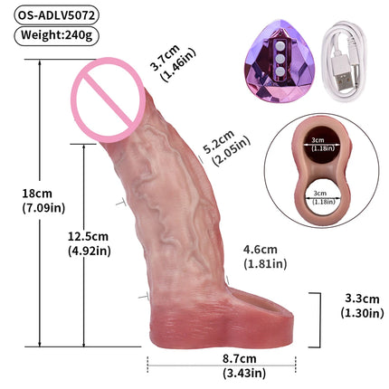 ORALSX Remote Control Vibration Penis Extension Cock Sleeve Silicone Reusable Condom For Men Sex Toys Penis Enlargement Adult 18