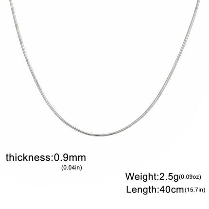 My Shape Round Snake Chain Necklace for Women Men Stainless Steel Link Chain 0.9mm 1.2mm 2mm Chains Choker Fashion Jewelry Gifts