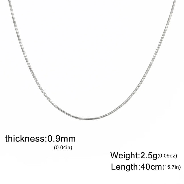 My Shape Round Snake Chain Necklace for Women Men Stainless Steel Link Chain 0.9mm 1.2mm 2mm Chains Choker Fashion Jewelry Gifts