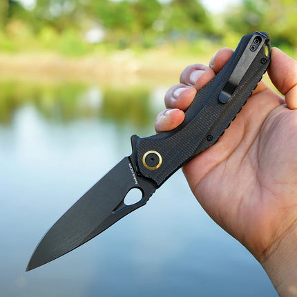 Practical Pocket knife made with14C28N Steel,Reversible Deep-carry Pocket Clip,Flipper. For Outdoor Camping and Gift, EDC Knife
