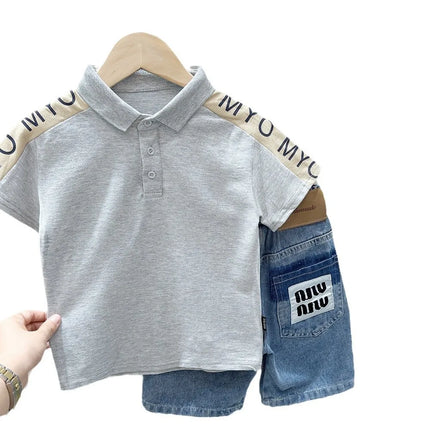 Boys' Summer Short sleeved Polo Shirt 2025 New Style Summer Fashionable Korean Edition Polo Neck T-shirt Trendy
