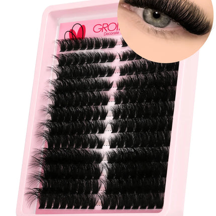 GROINNEYA Lashes Clusters Cat Eyelashes Wispy Individual Lashes Extensions Volume Fluffy Clusters Lashes DIY Eyelashes Makeup