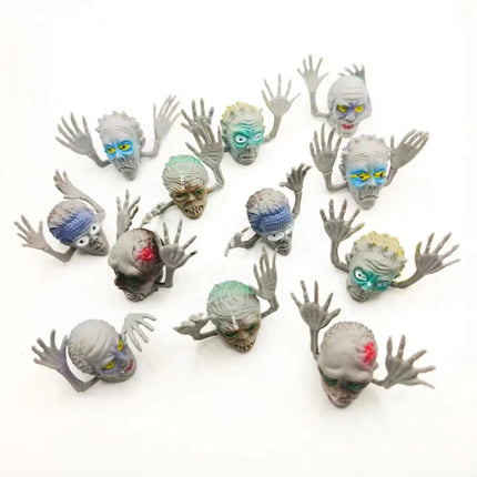 12pc Horror Story Ghost Head Finger Cover Mini Ghost Zombie Telling Story Puppets Hand Toys Halloween Interactive Party Kid Gift