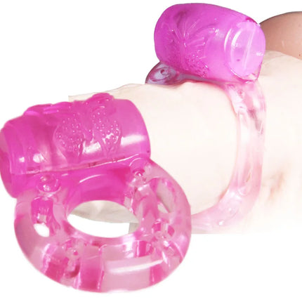 2pcs Finger Vibrator Ring Elastic Silicone Penis Vibrating Clitors Massager Masturb Cockring Toy Sex Toys,Adult Products for Men
