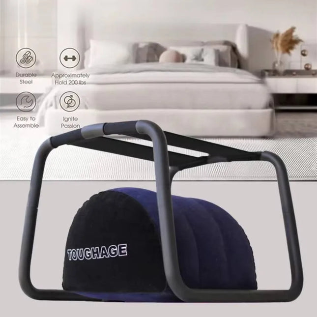Adjustable Removable Bounce Weightless Stool Bedroom Chair With Inflatable Pillow Folding Metal Frame Portable Travel Furniture