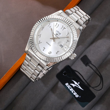 Fashion Sports Watches Men Business Stainless Steel Watchband Calendar Week Display Reloj Masculino Leisure Clock WristWatch