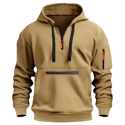 2025 New Men's Hoodies Winter Hooded Shirt Wear Fleece Multi Pocket Fashion Tops Hoody Loose Oversized Pullover Man Clothing