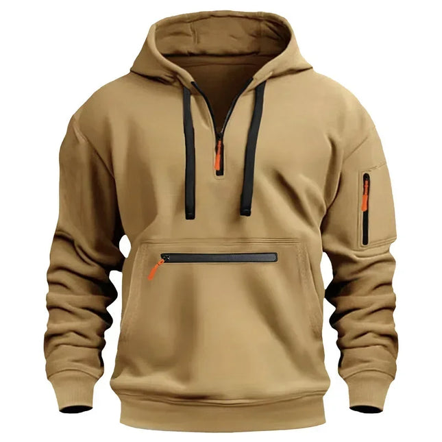 2025 New Men's Hoodies Winter Hooded Shirt Wear Fleece Multi Pocket Fashion Tops Hoody Loose Oversized Pullover Man Clothing
