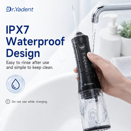 Dr.Yadent YD06 Cordless Oral Irrigator WaterFlosser 300ML Portable Water Jet USB-C Fast Charge 7 Nozzles 4 Modes IPX7 Waterproof