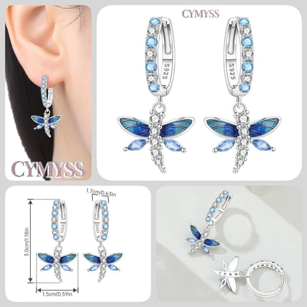 925 Sterling Silver Inlaid Zircon Butterfly Earrings Insect Element Original Design Women's Fashion Party Jewelry Gift Ear Loops