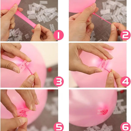 300PCS H Shape Balloon Clips for Sealing - Bulk Plastic Ties for Party Decor