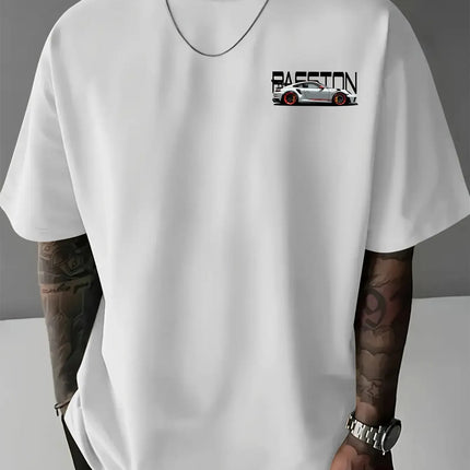 Men's Summer T-shirt with Top-level Racing Element Pattern Print 100% Cotton Breathable Round Neck Trendy Street Style Fashion