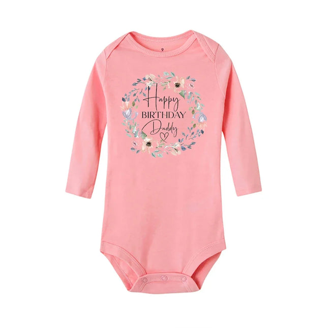 Baby Rompers Happy Birthday To The Dad Print Infant Bodysuit Boys Girls Clothes Daddy Birthday Present Jumpsuit Toddler Outfits