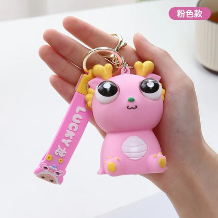 Cute Big Eyed Dragon Squishy Toy - Pop Eyes Fidget Keychain for Stress Relief Sensory Toy for Kids & Adults, Anxiety Relief Gift