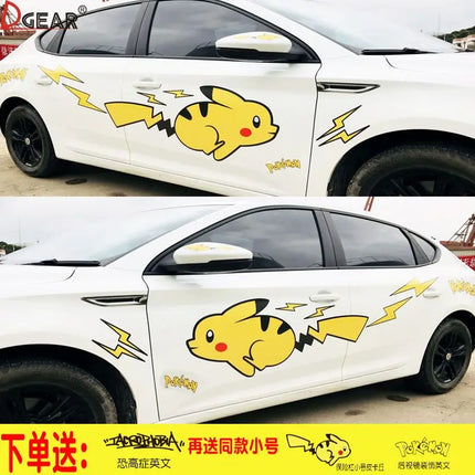 popular anime Pokemon cute Pikachu car sticker Scratch obstruction waterproof Cartoon creative car door decal sticker
