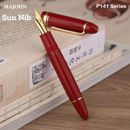 MAJOHN P140 Transparent Fountain Pen Sun Nib Metal Copper Piston Light Resin Body PK X159 9019 Stationery School Supplies