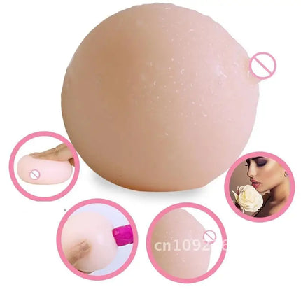 12*11cm Soft Big Female Ball Men Sex Toys Portable 3D Male Box Rubber Adult Breast Masturbation Nipple Touch Massager Mold With
