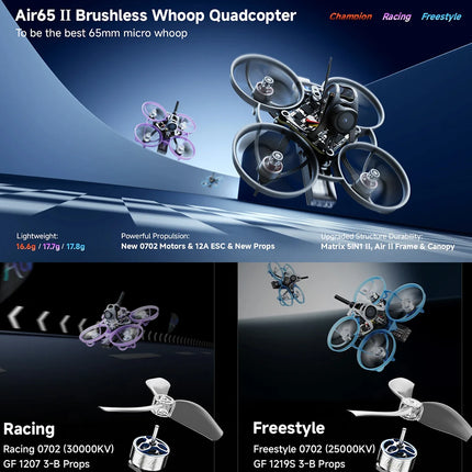 BETAFPV Air65 II Brushless Whoop Quadcopter Racing Freestyle Drone ELRS 2.4G 5.8G 25mw~400mw VTX C03 Camera Matrix 1S 5IN1 II FC