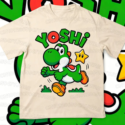 Boys Girls Family Kids T-shirt Tops Summer Cartoon Yoshi Men's Women's Short Sleeve T-shirt Tops