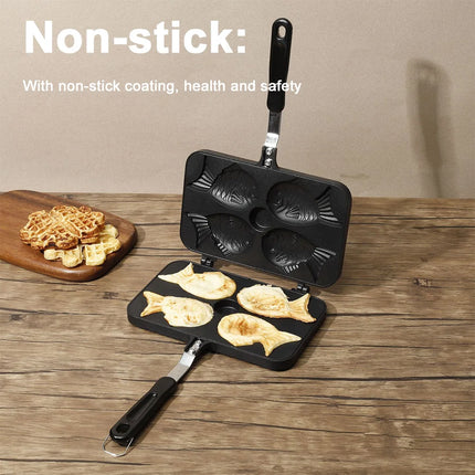 Non-Stick Taiyaki Cake Maker Four Fish Shaped Fry Pan Waffle Molds DIY Takoyaki Cake Oven Breakfast Machine Waffle Maker