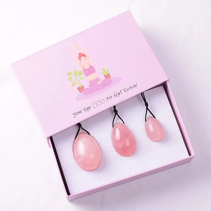 Natural Yoni Egg Set Rose Quartz Jade Eggs Women Kegel Exerciser Feminine Muscles Tightening Hygiene Health Care Massage Stone