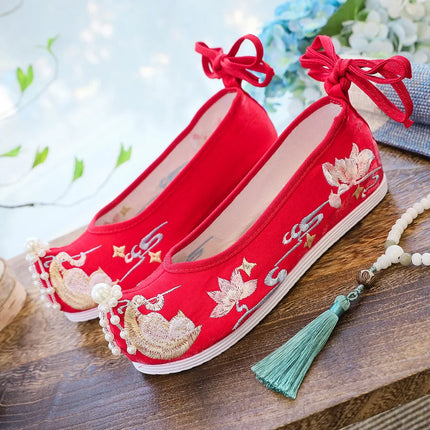 Chasing Moon Hot Sale Of The Season New Style Ming Dynasty Hanfu Shoes National Style Upturned Head Cotton Shoes Ancient Wedding