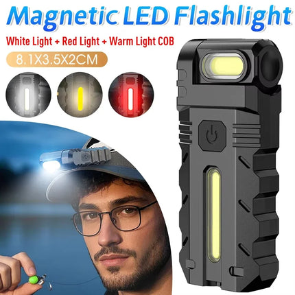 Multifunctional Mini  Flashlight with Clip, Rechargeable Rotating Magnetic Work Light,Portable Hands Free Light for EDC Outdoors