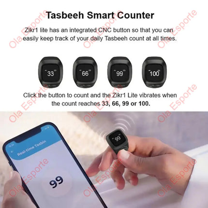 2025 IQibla Smart Zikr Ring Praise Tasbih Tally Electronic Digital Counter for Muslims Prayer Time Vibration Reminder Waterproof