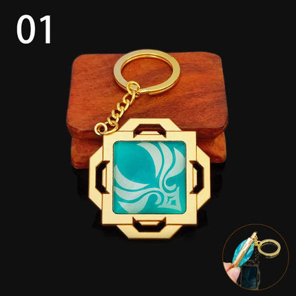 Anime Game Genshin Impact Vision Keychain Luminous 7 Element Weapons Eye Of Original God Toy Luminous Keyring Bag Pendant Gift
