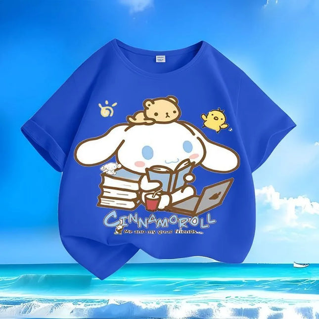 Pure Cotton Breathable Children's T-shirt 2026 Sanrio Yuguigou Printed Casual Parent-child Outfit for Boys and Girls in Summer