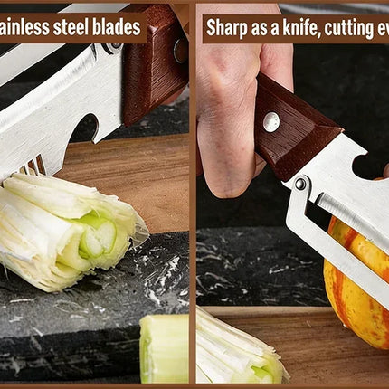 2 Packs Premium Vegetable Peeler with Wooden Handle, Multi-Functional Bottle Opener Kitchen Gadgets Tool for Fruit Pumpkin Potato Carrot Veggie