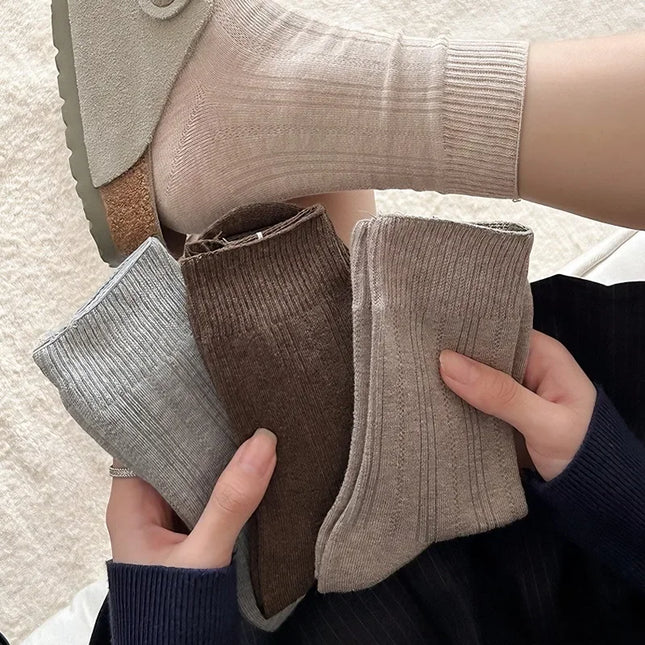 1/6pairs Cashmere Wool Socks Women's Winter Thicken Warm Black White Pack Set Thermal Japanese Fashion Solid Color