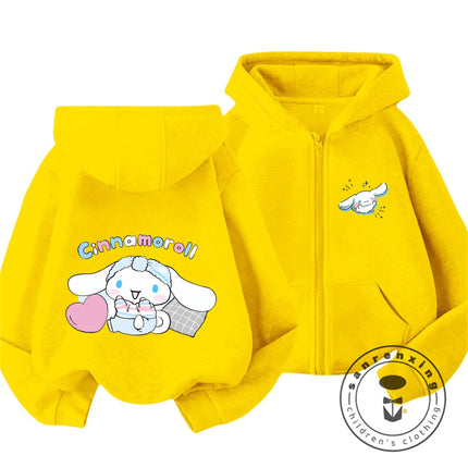 Boys Girls 2026 Autumn Winter Cinnamoroll Zipper Hoodie 3-14Y Cute Kawaii Street Cartoon Hot Fashion Outdoor Casual