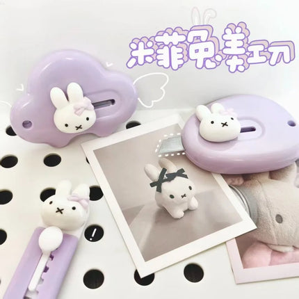 Miffy Kawaii Purple Art Knife Portable Unboxing Knife Handmade Paper Cutting Knife for Express Delivery Cute Gift Toy