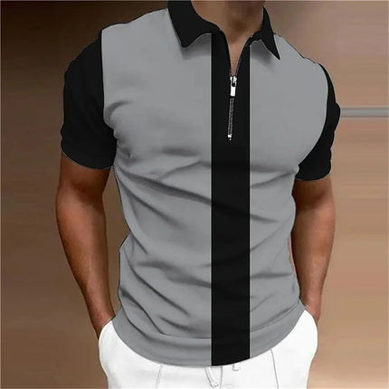 Men's Tops Polo Golf Men's King Print T Shirt High Quality Turndown Short Sleeve Zipper Pullover Original Golf Wear Men Clothing