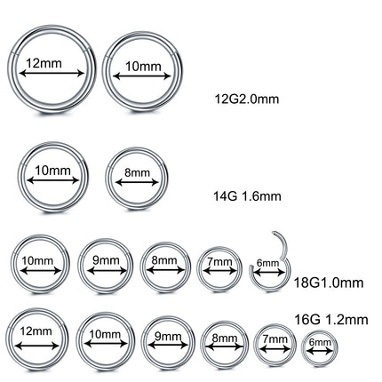 1Pc 316L Stainless Steel Hinged Segment Nose Ring Ear Cartilage Tragus Helix Lip Piercing Nose Hoop Body Piercing Jewelry