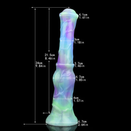 FAAK Colorful Silicone Ribbed Fantasy Horse Knot Dildo with Suction Cup Anal Sex Toys Soft Girthy Huge Fake Penis for Women