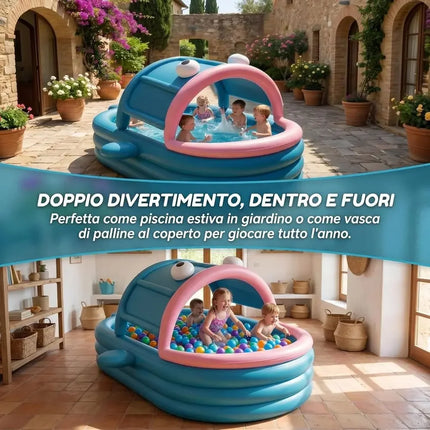 Jumbo Whale-Shaped Inflatable Pool, Family-Sized Water Fun, Perfect for Outdoor Summer Gatherings, Ideal for Kids and