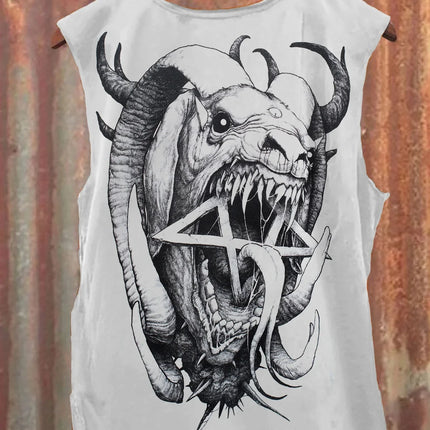 Neutral Tank Retro Satan Curse Sheep 3D Printed Tank Top Punk Style Street Fashion Casual Men's Tank Top Plus Xs-5XL