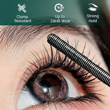 Waterproof Metallic Tube Mascara Black Silk Fiber Long Curling Non-Clumping Eyelash Extensions Spiral Makeup for Eyes