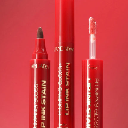 Lip Pencil Liquid Liner Double Head 2in1 Waterproof Tint Nude Oil Plump Gloss Mirror Lasting Moisturizing