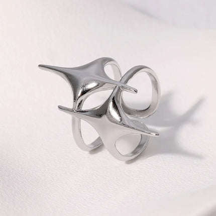 Stainless Steel Ring Punk Vintage Y2K Cross Star Open Rings for Women Fashion Couple Jewelry Gift Simple Senior Sense Adjustable