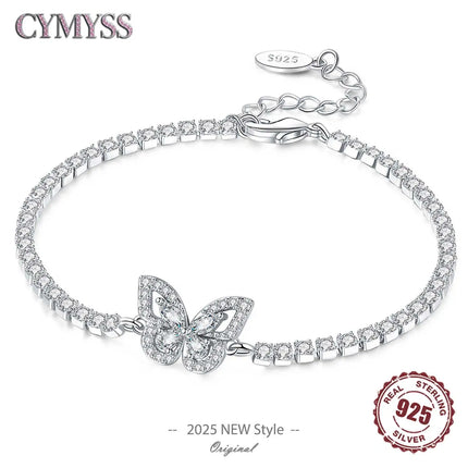 Original 925 Sterling Silver Butterfly Bracelet Zirconia Tennis Ball Women Fashion Simple Engagement Wedding Charm Jewelry Gift